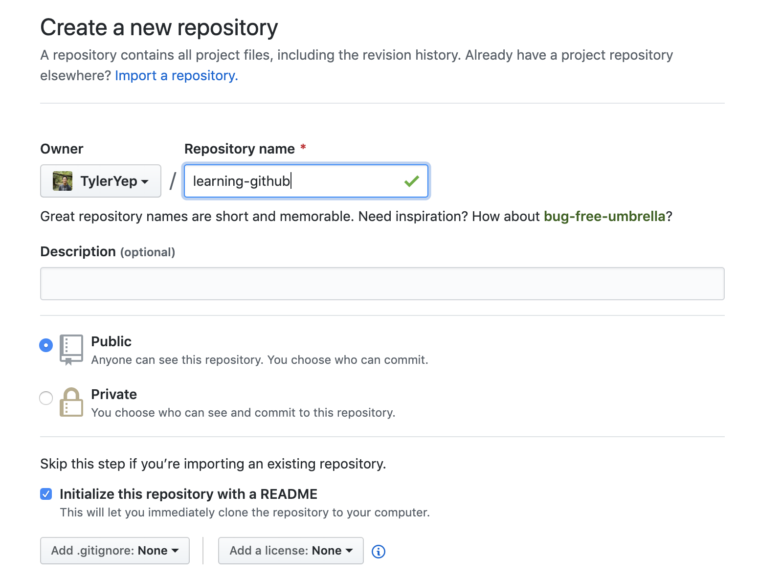 Creating the repository